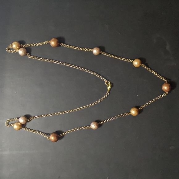 Gold Tone Bauble and Chain Statement Necklace - Picture 1 of 3